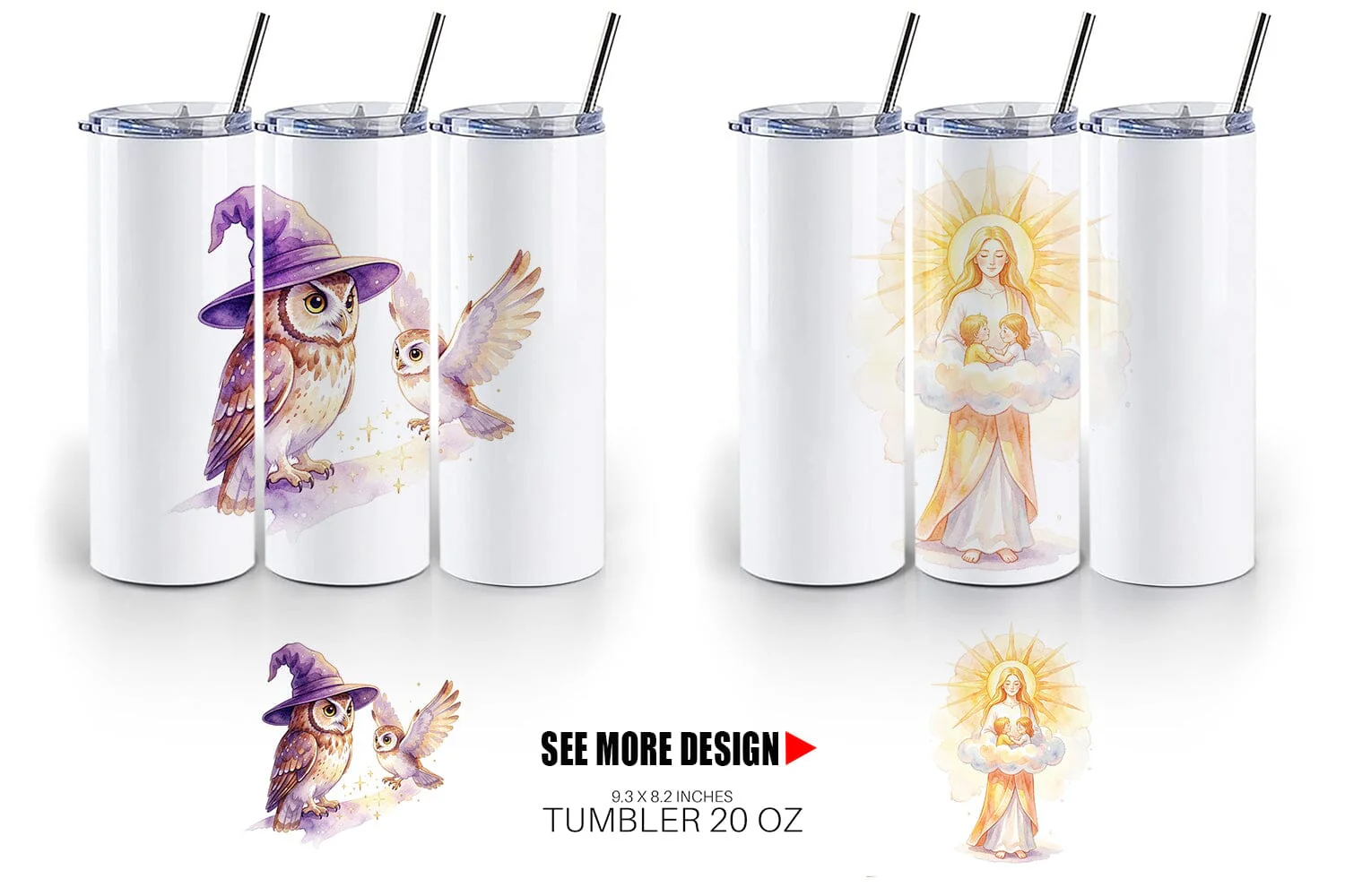 Tumbler Watercolor Celestial Mother Fantasy Art - Image 4