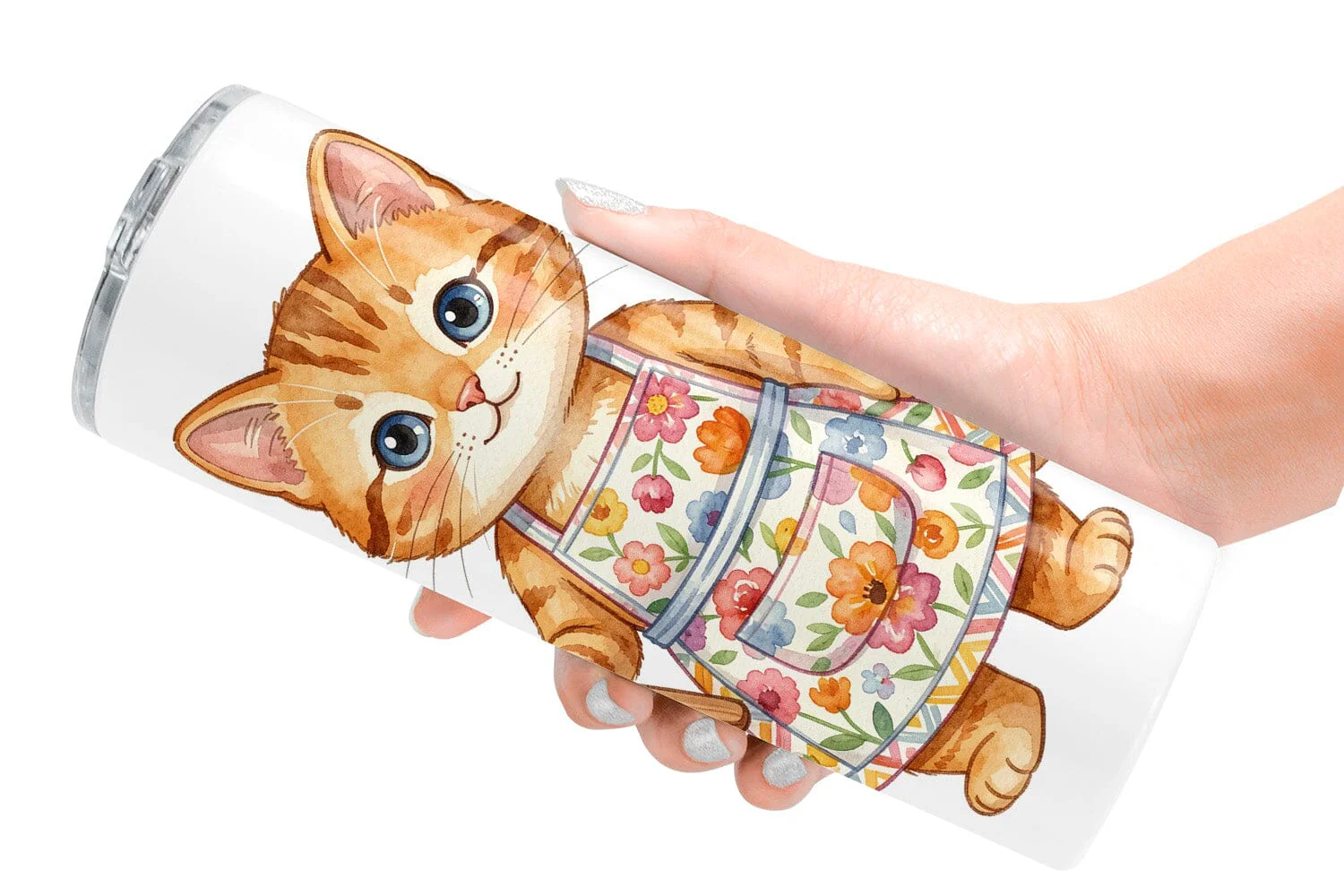 Tumbler Watercolor Cozy Cat Mom Lifestyle Art - Image 2