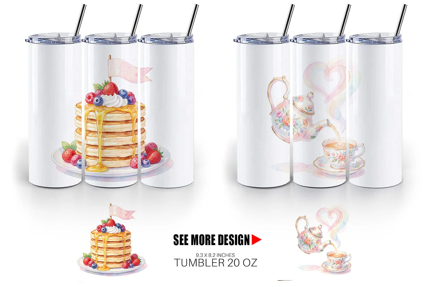Tumbler Watercolor Cozy Tea Time Mom Lifestyle - Image 3