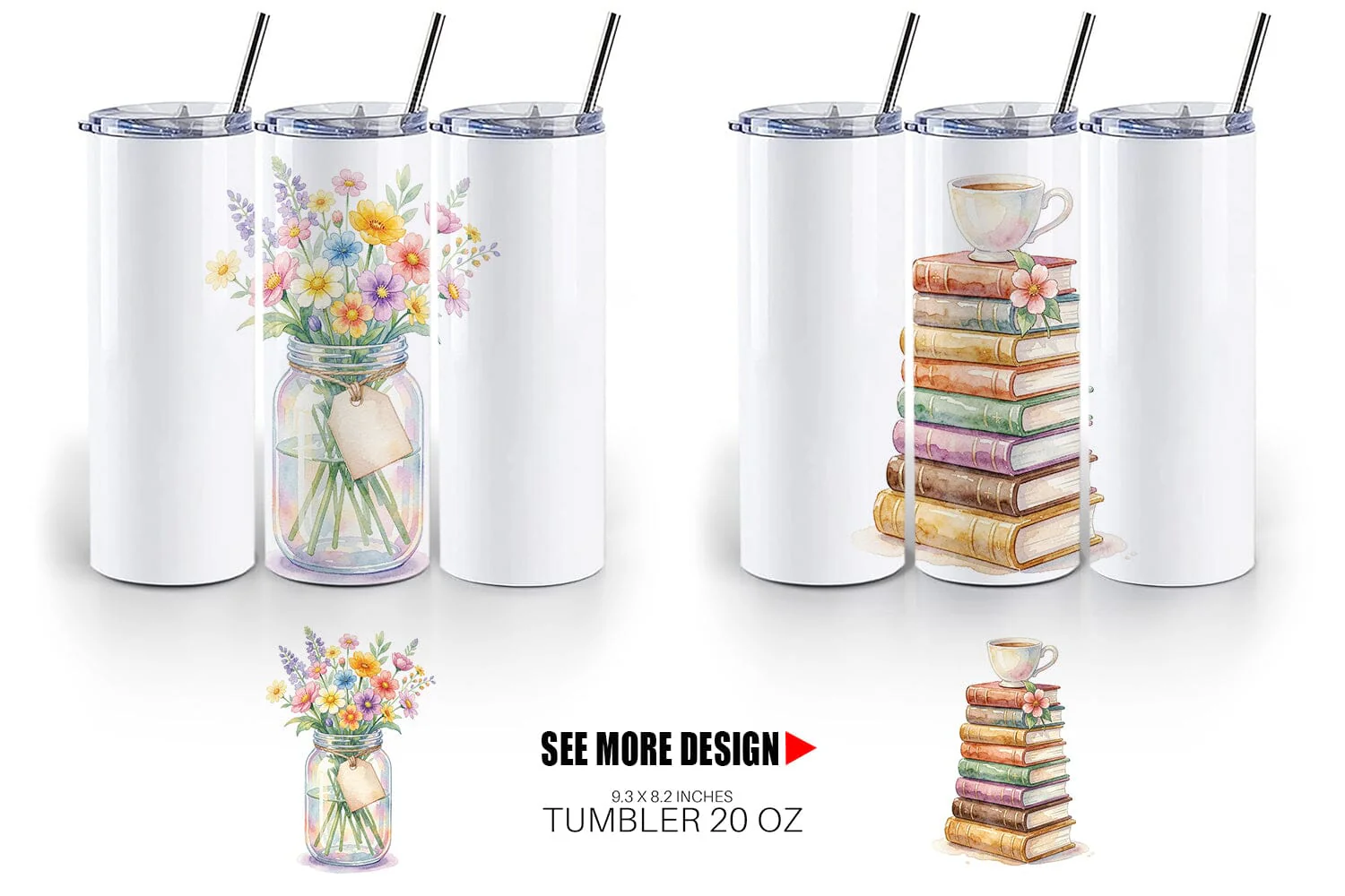 Tumbler Watercolor Cozy Tea Time Mom Lifestyle - Image 5