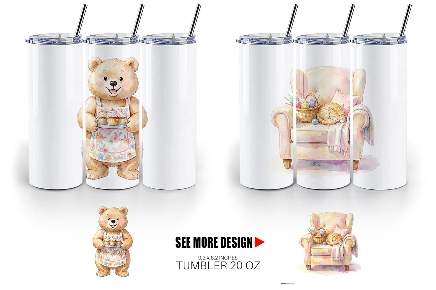 Tumbler Watercolor Cozy Tea Time Mom Lifestyle - Image 6