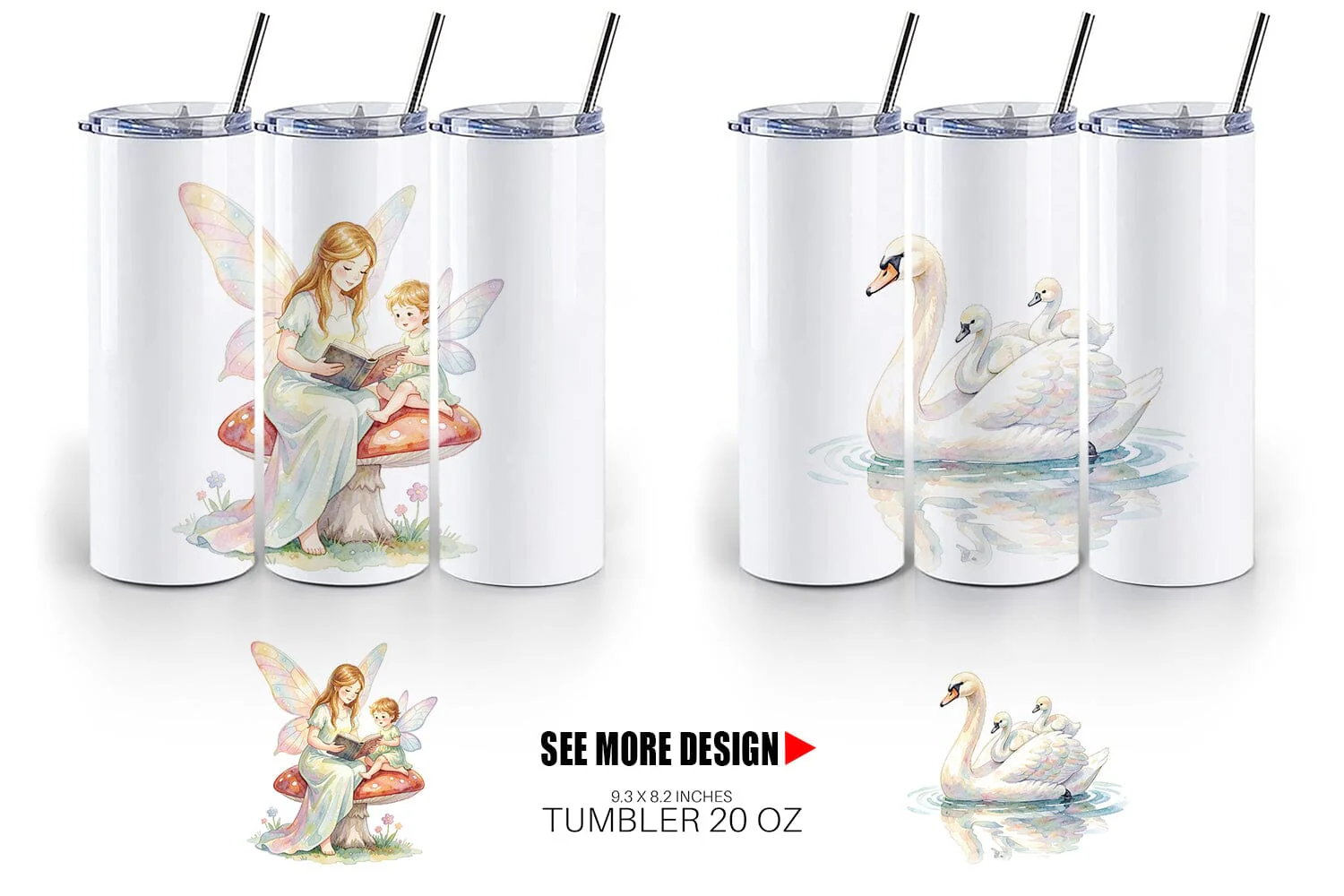 Tumbler Watercolor Fantasy Mom And Baby Creatures - Image 5