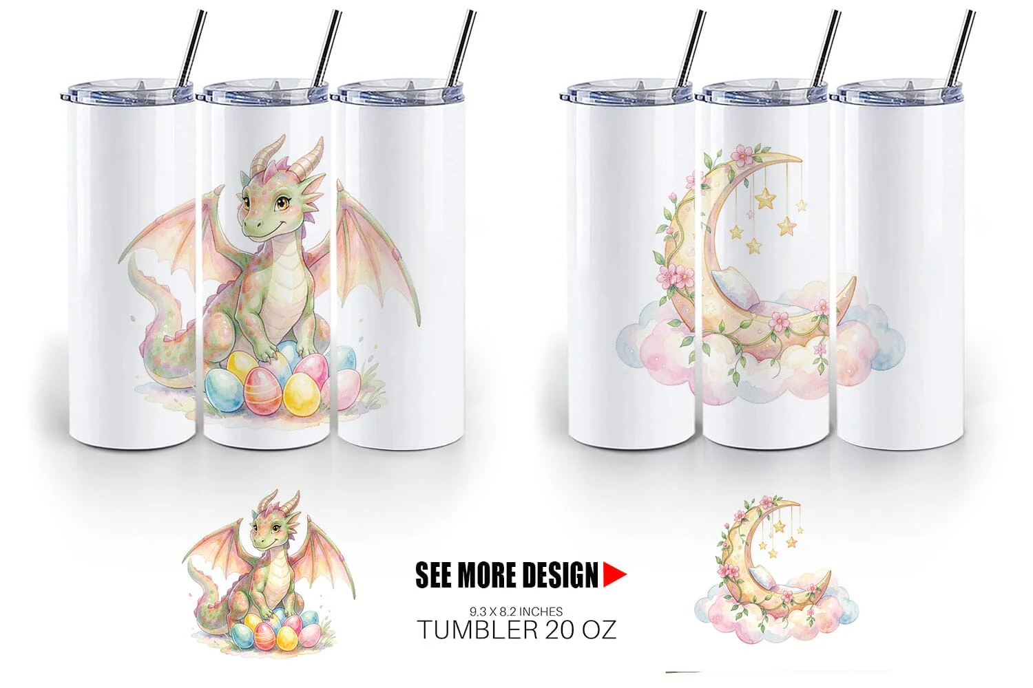 Tumbler Watercolor Fantasy Mom And Baby Creatures - Image 6