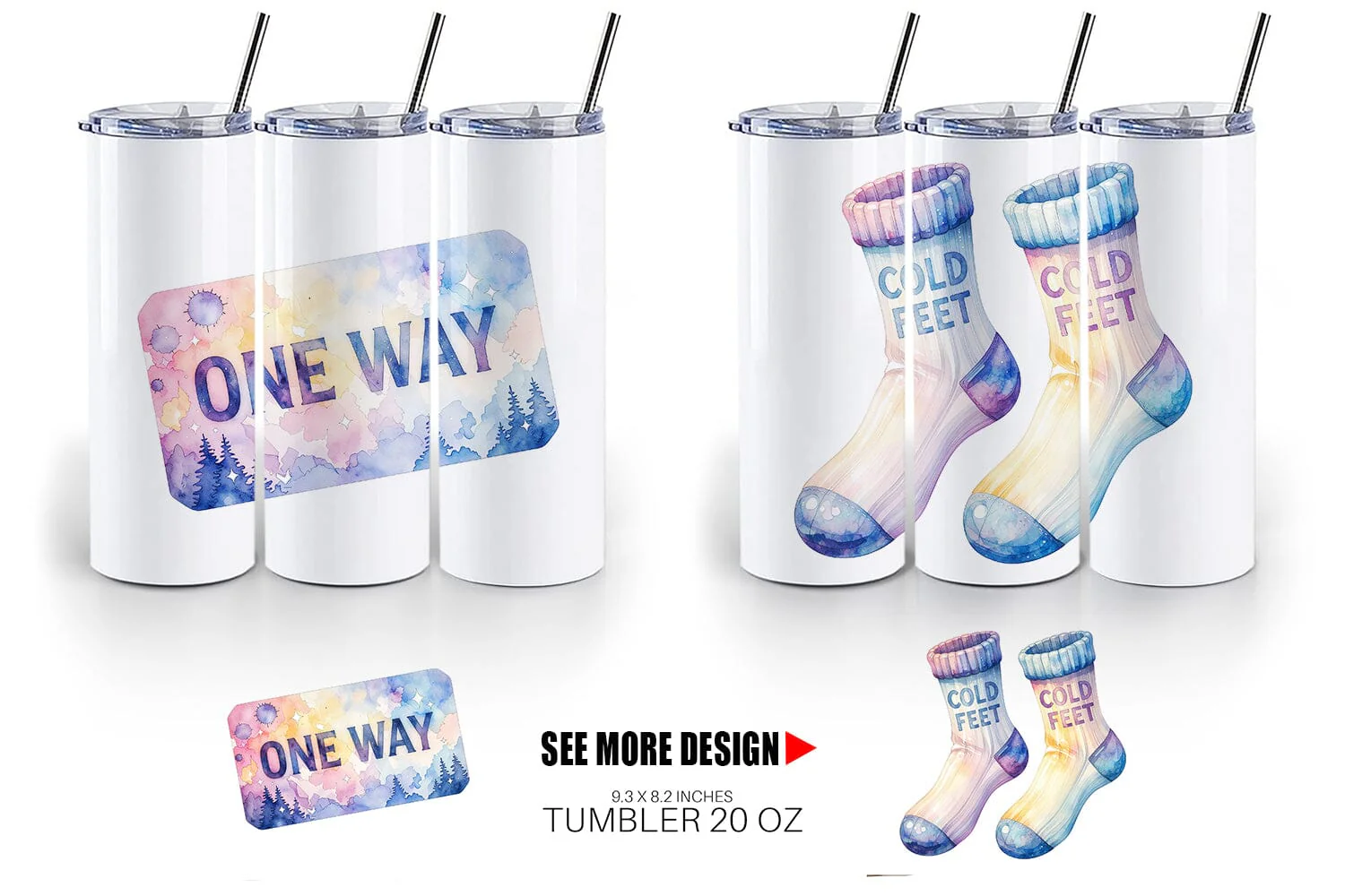 Tumbler Watercolor Funny Broke Traveler Quotes - Image 3