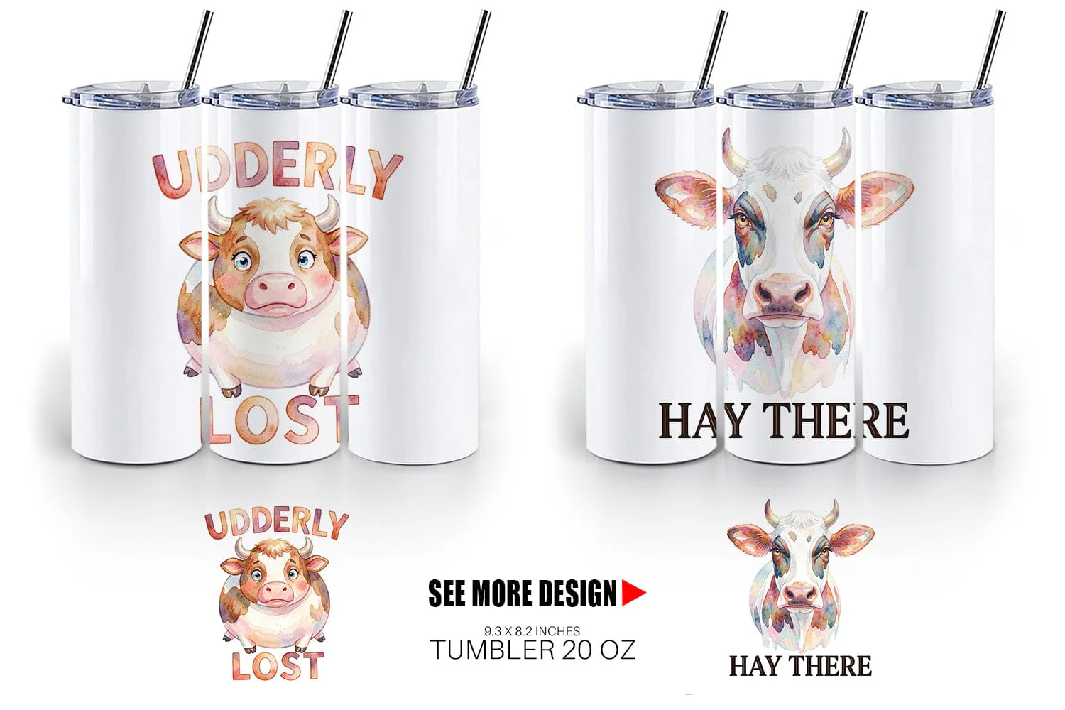 Tumbler Watercolor Funny Derpy Cow Quotes - Image 4