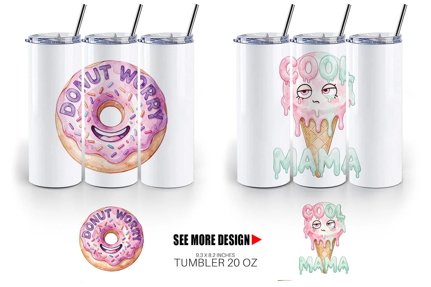 Tumbler Watercolor Funny Foodie Mom Puns Art - Image 3