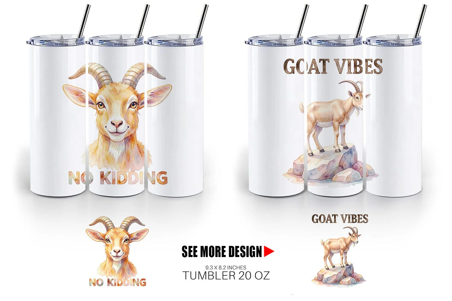 Tumbler Watercolor Funny Goofy Goat & Sheep Quotes - Image 4