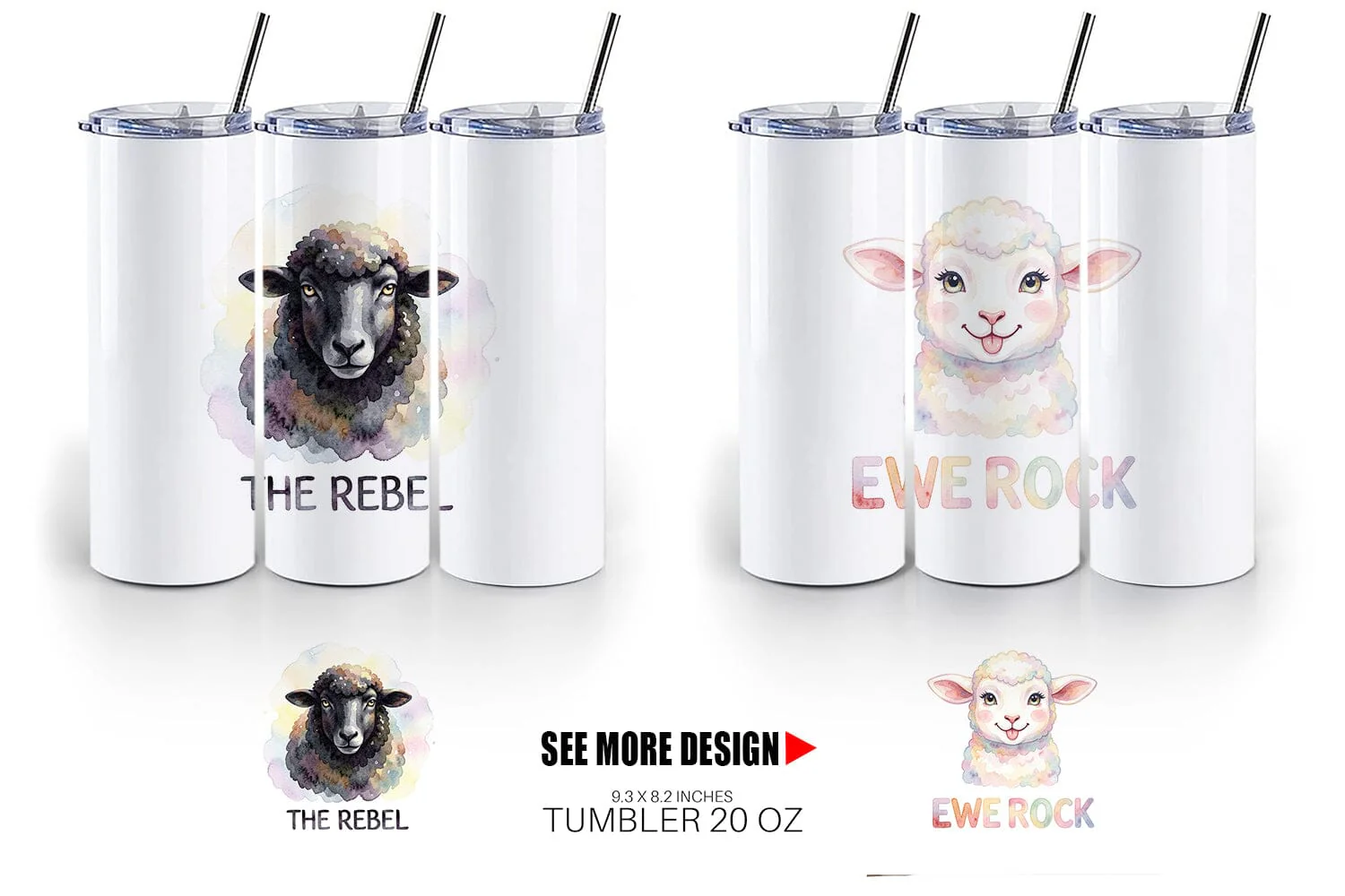 Tumbler Watercolor Funny Goofy Goat & Sheep Quotes - Image 6