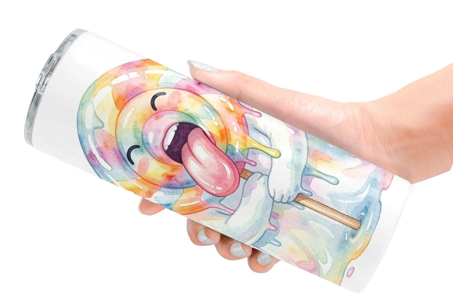 Tumbler Watercolor Funny Hungry Foodie Ghost - Image 2