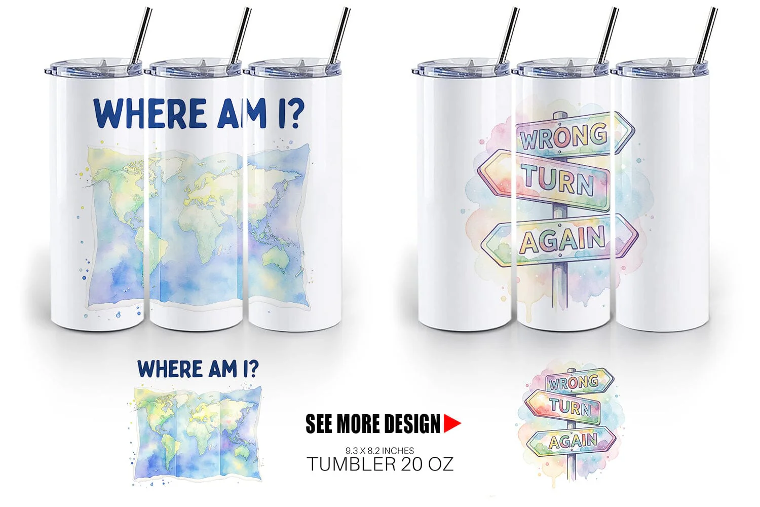 Tumbler Watercolor Funny Lost And Confused Quotes - Image 4