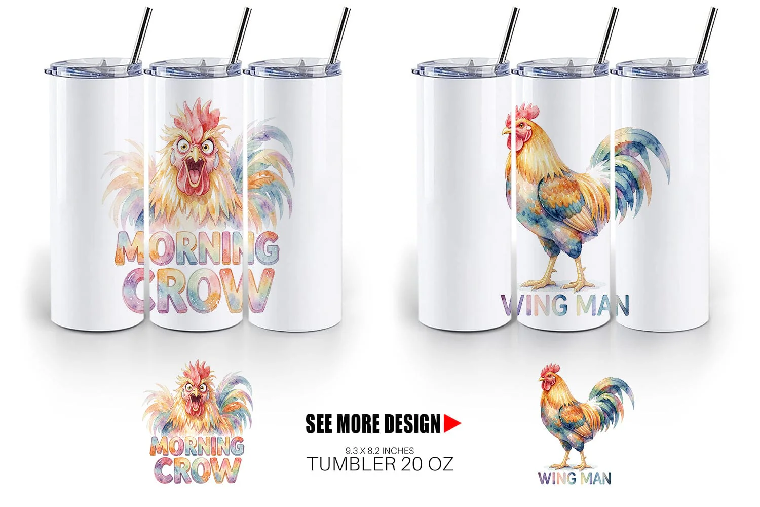 Tumbler Watercolor Funny Quirky Chicken Quotes - Image 5