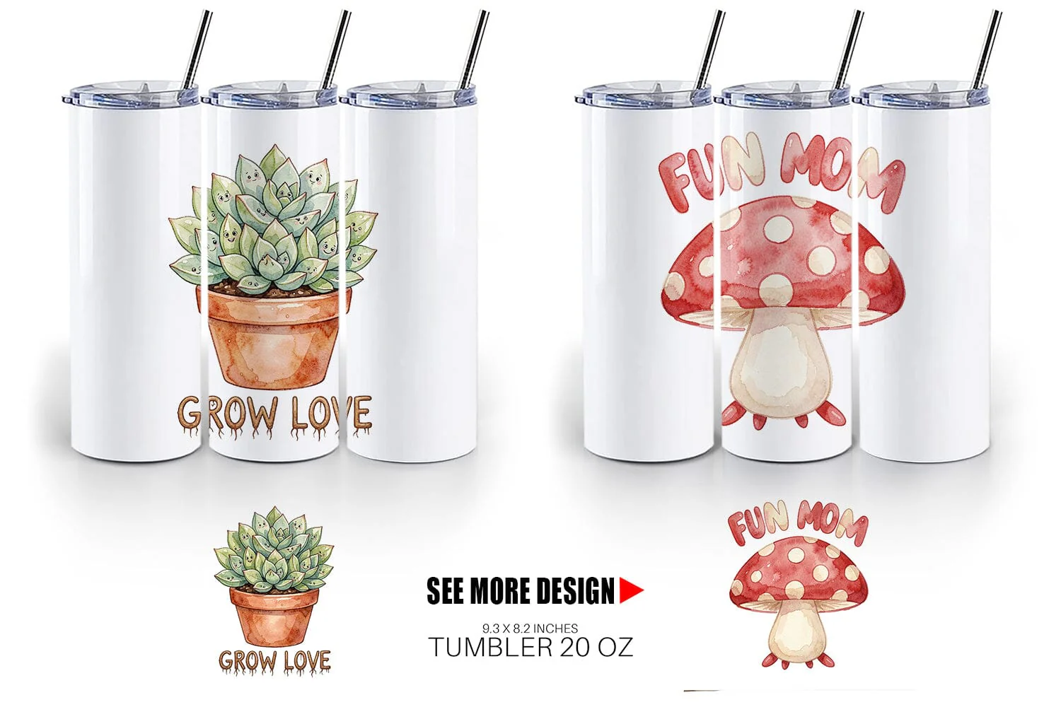 Tumbler Watercolor Funny Wonky Garden Mom Art - Image 6