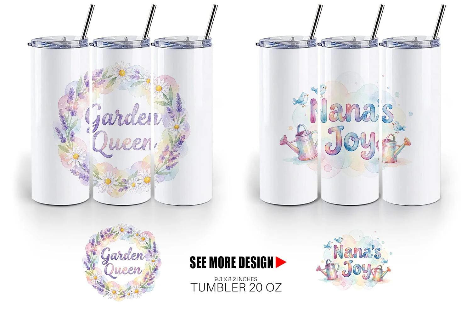 Tumbler Watercolor Grandma Garden Love Quotes - Image 5