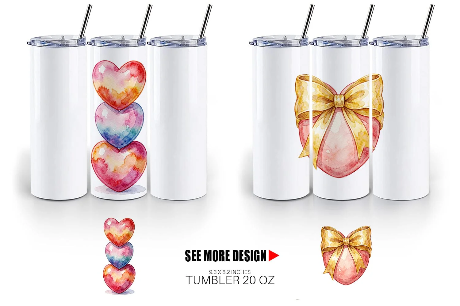 Tumbler Watercolor Heart Shaped Easter Egg Art - Image 4