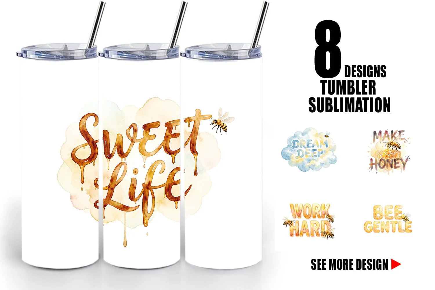 Tumbler Watercolor Honeycomb Bee Motivation Quotes