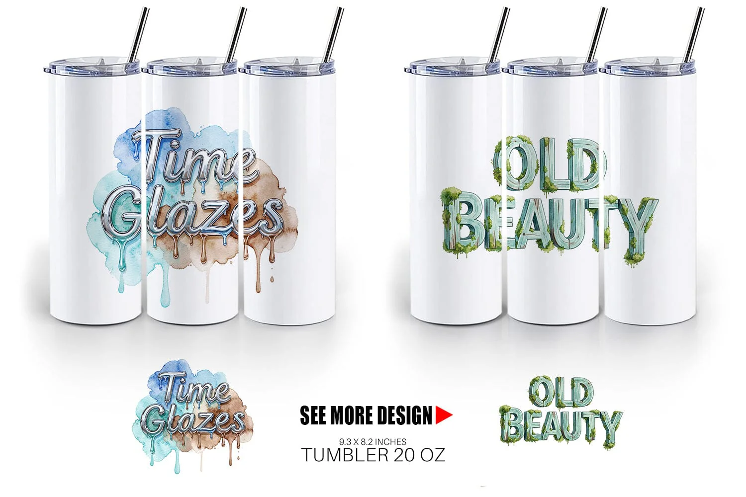 Tumbler Watercolor Patina Weathered Healing Art - Image 4