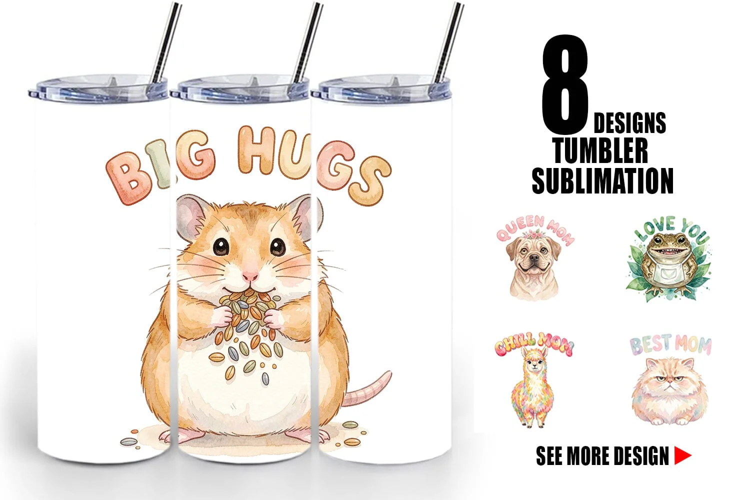 Tumbler Watercolor Quirky Ugly Cute Animal Mom