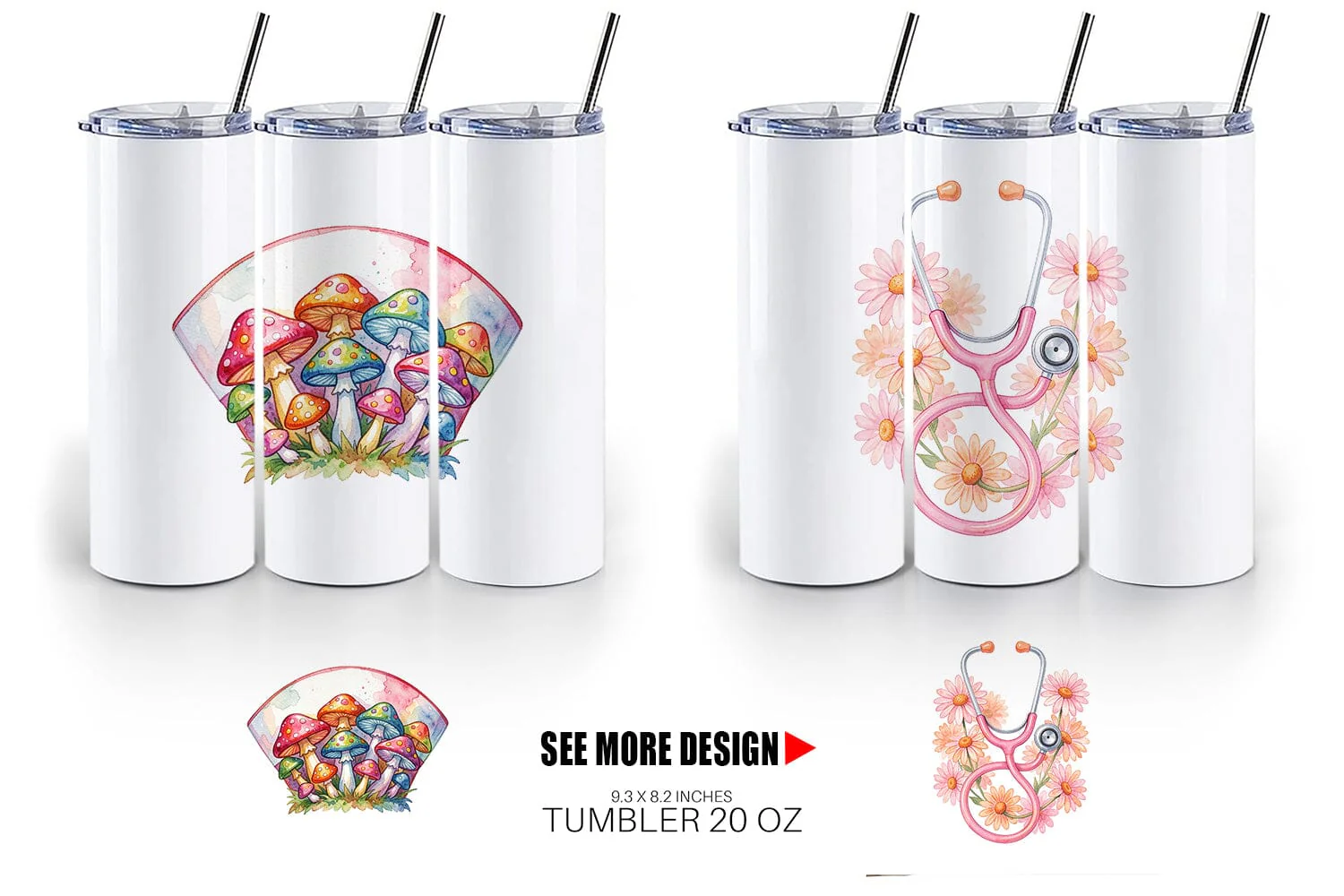 Tumbler Watercolor Retro Groovy Nurse Tools - Image 6