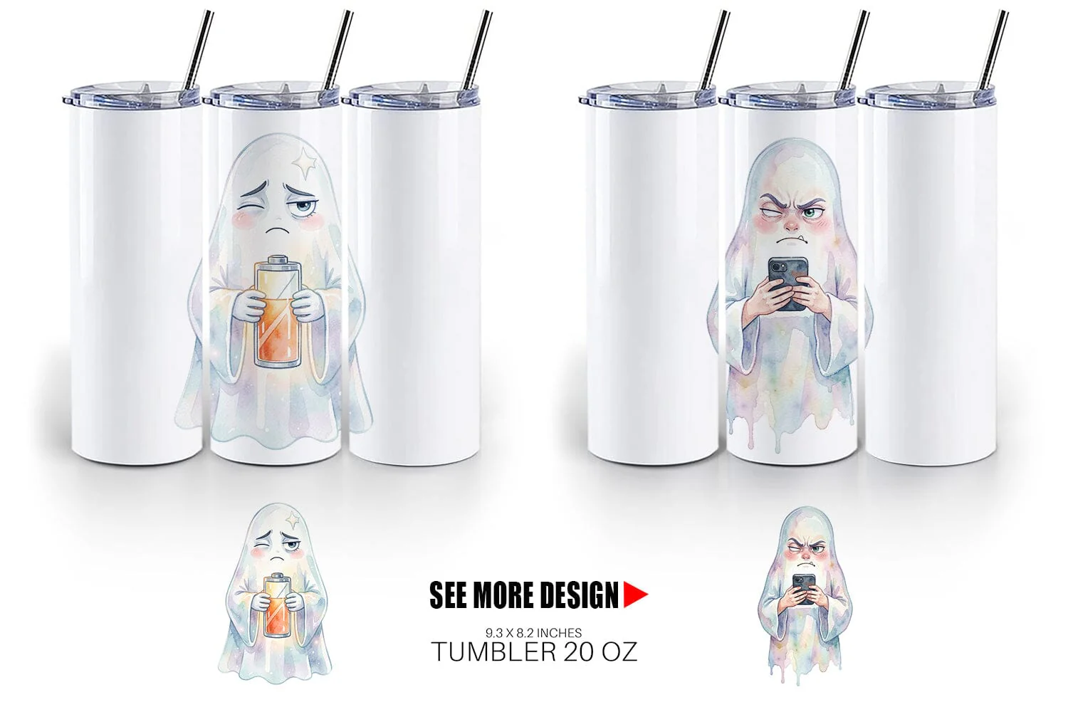Tumbler Watercolor Sarcastic Introvert Ghost - Image 5