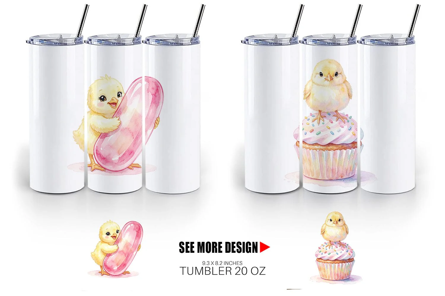 Tumbler Watercolor Sweet Candy Easter Chicks - Image 3