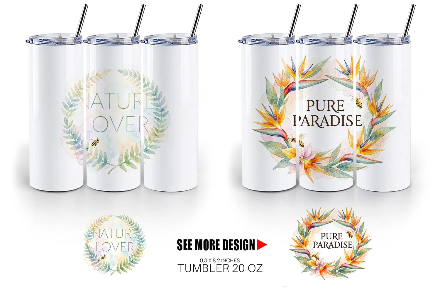Tumbler Watercolor Tropical Aloha Bee Quotes - Image 4