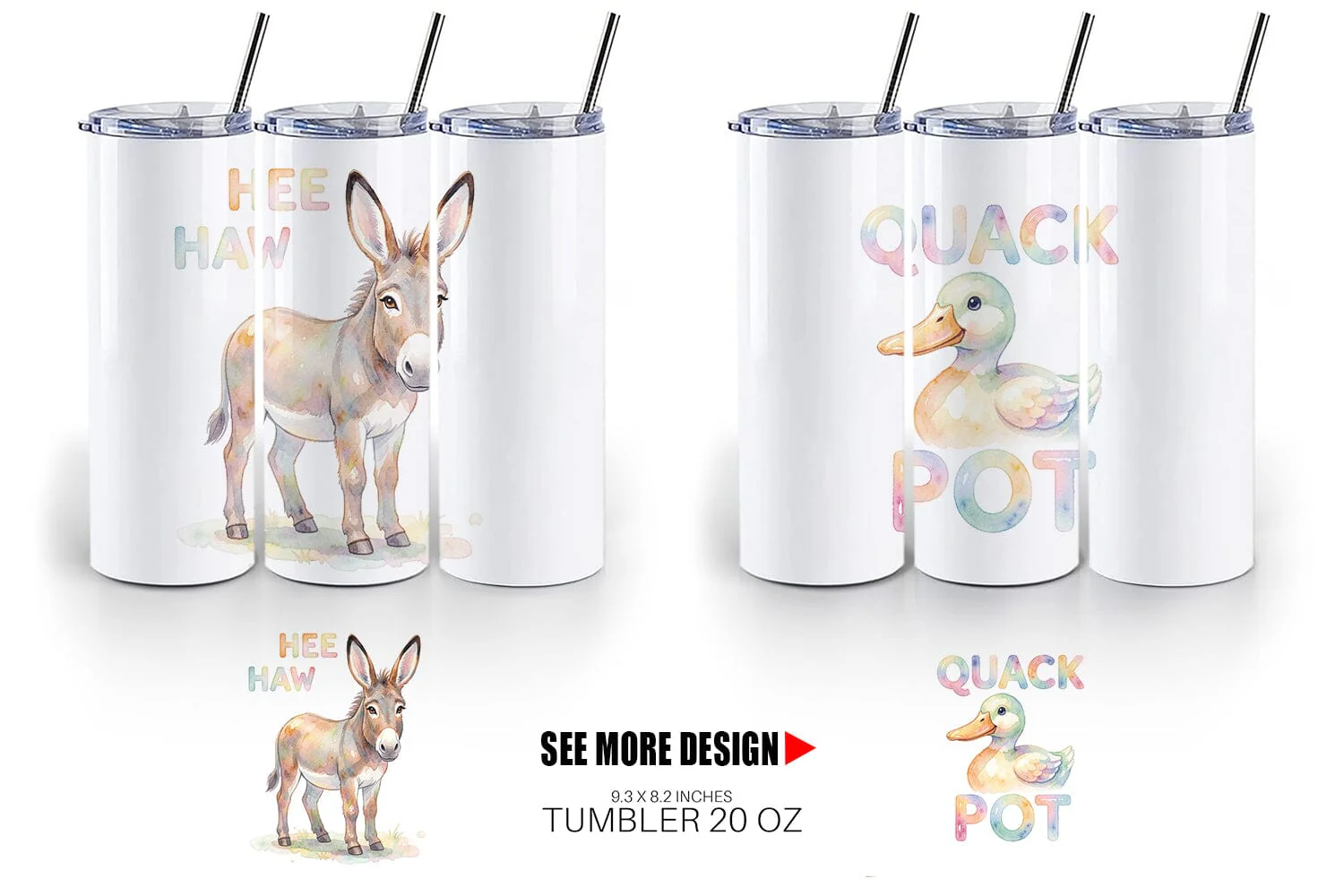 Tumbler Watercolor Wacky Barnyard Animal Quotes - Image 4