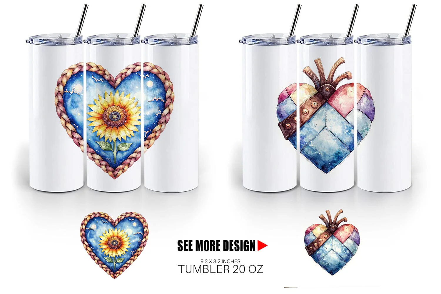 Tumbler Watercolor Western Heart - Image 6