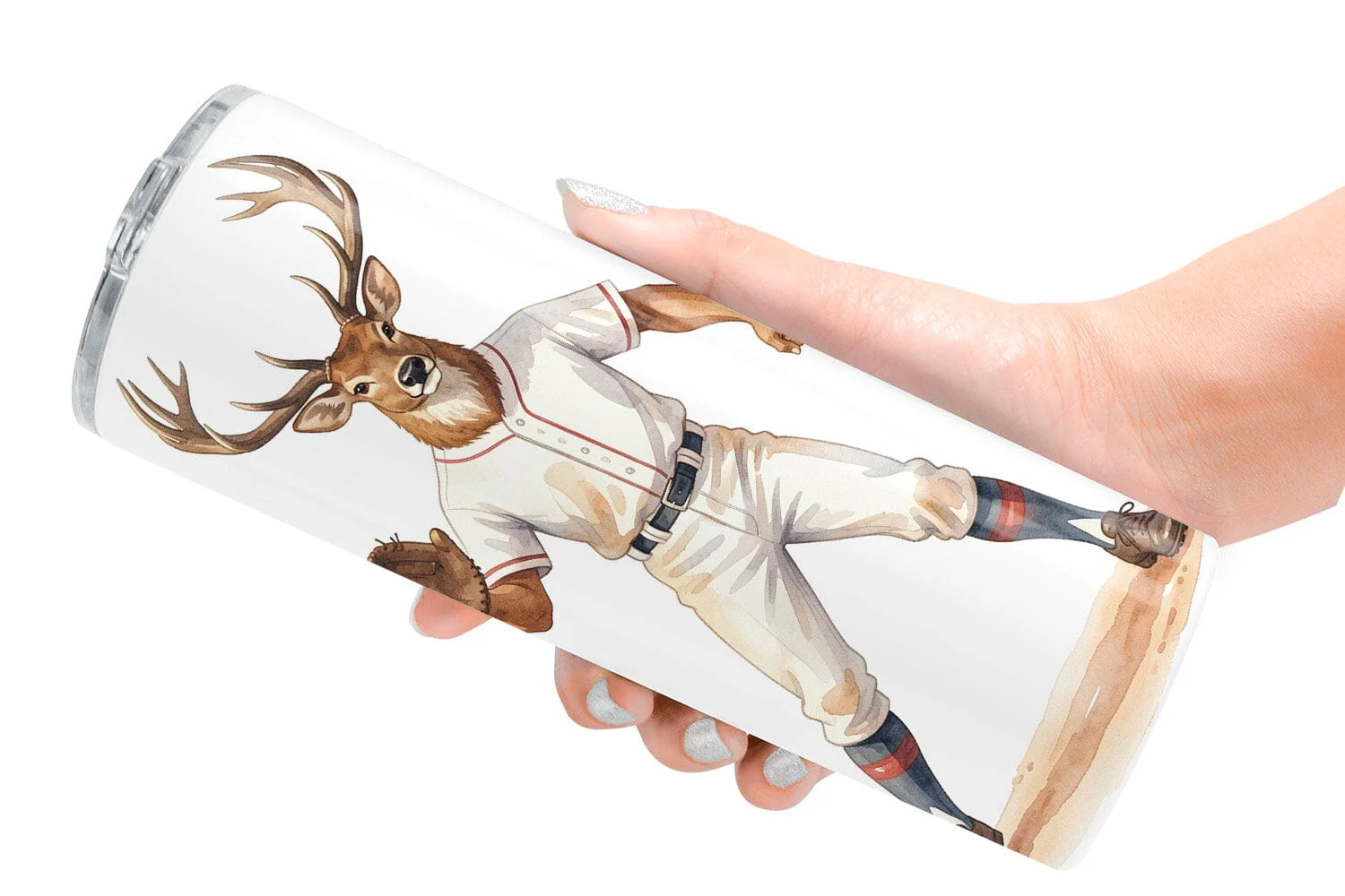 Tumbler Watercolor Woodland Animal Baseball - Image 2