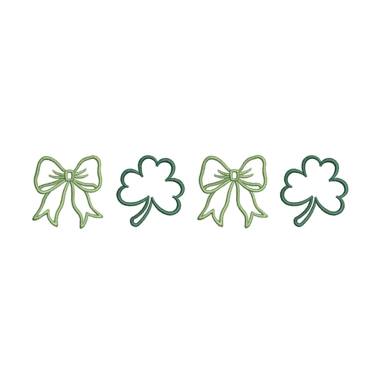 Two Bows and Lucky Shamrocks Embroidery Design, St. Patricks Day Embroidery Design, 5 sizes, Instant Download