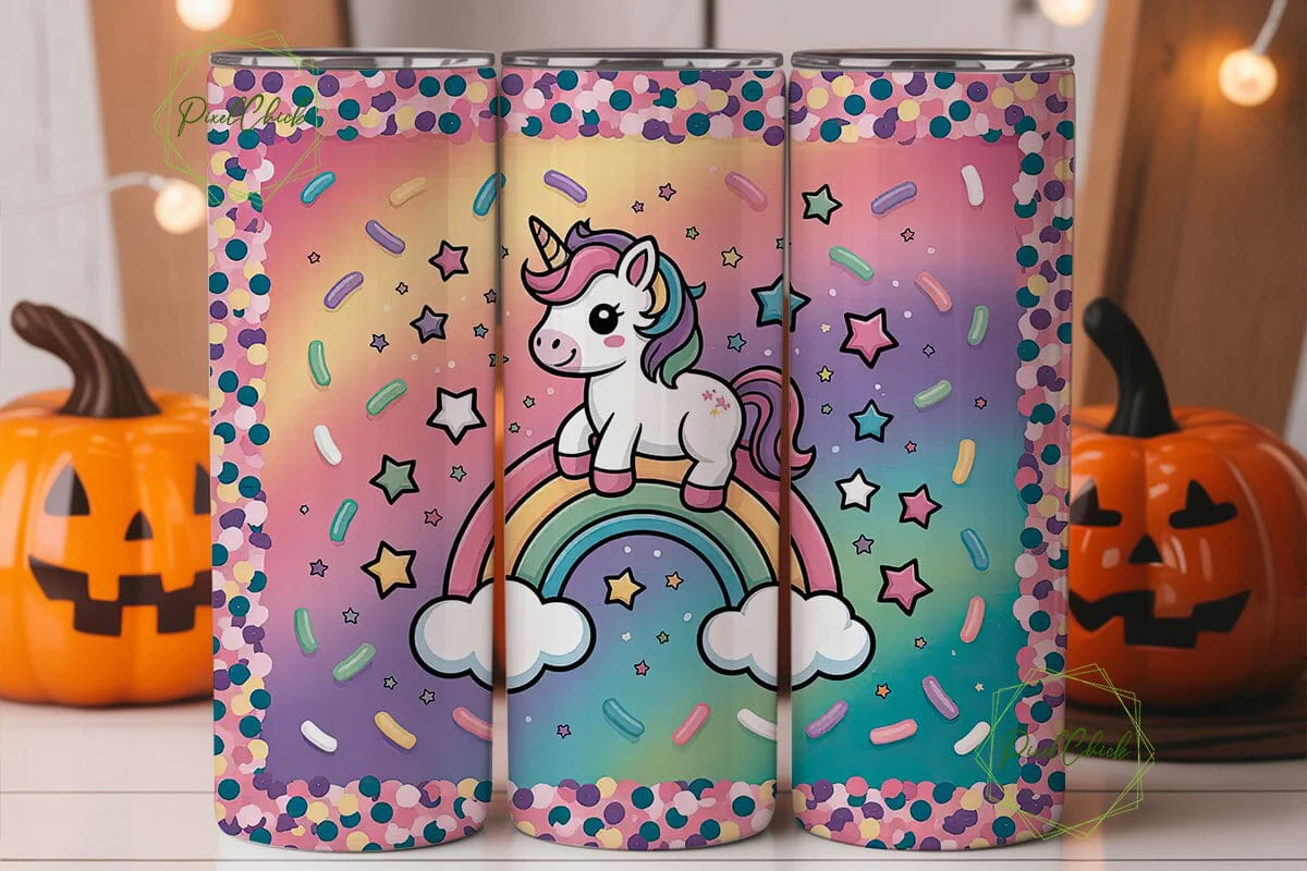 Unicorn Rainbow Glitter 20oz Tumbler - Image 2