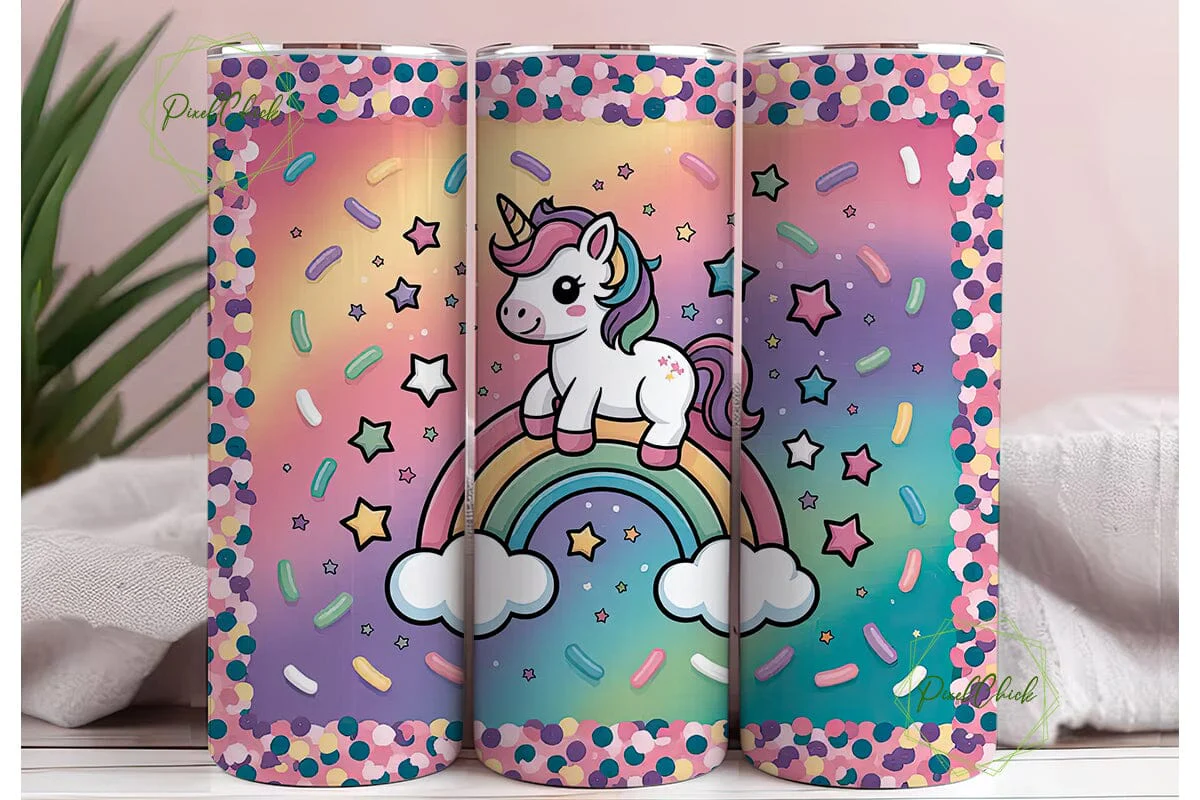 Unicorn Rainbow Glitter 20oz Tumbler - Image 3