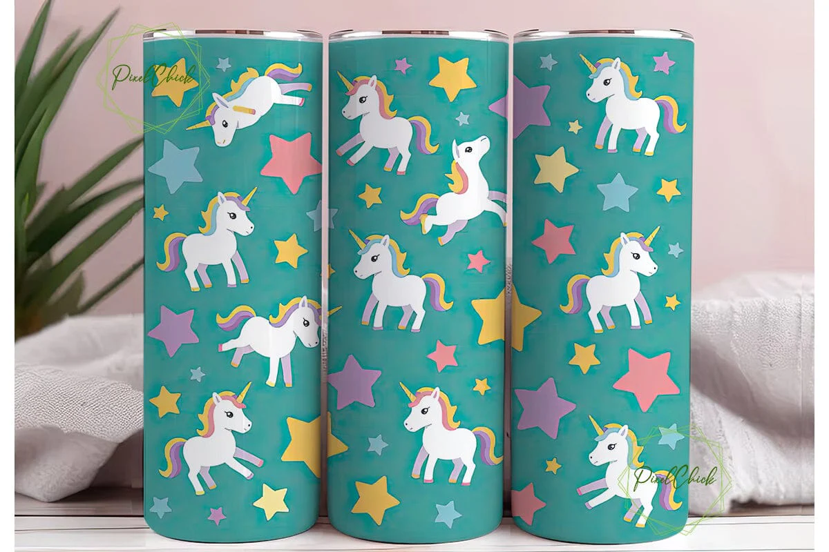 Unicorn Rainbow Stars 20oz Tumbler Wrap - Image 3