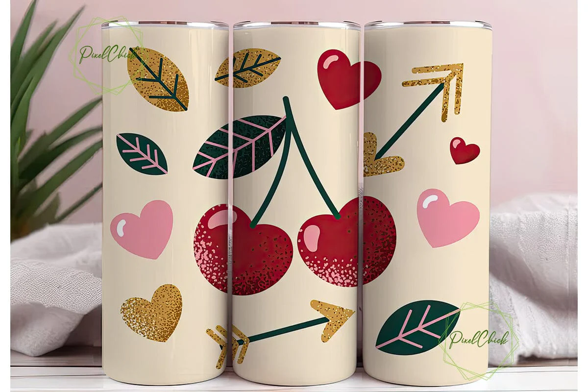 Valentine Cherries 20oz Tumbler Wrap - Image 3