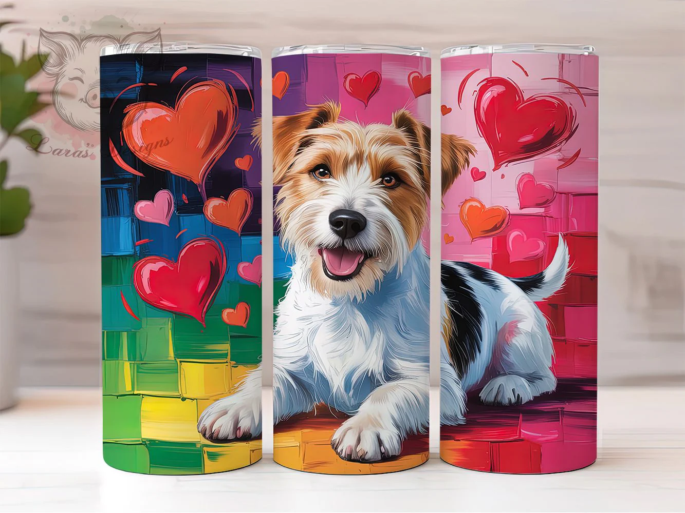 Valentine Dog Mom Tumbler, Dog Mom, Pet Lover, Romantic Style, Cute Design, 20Oz Tumbler, Sublimation Wrap