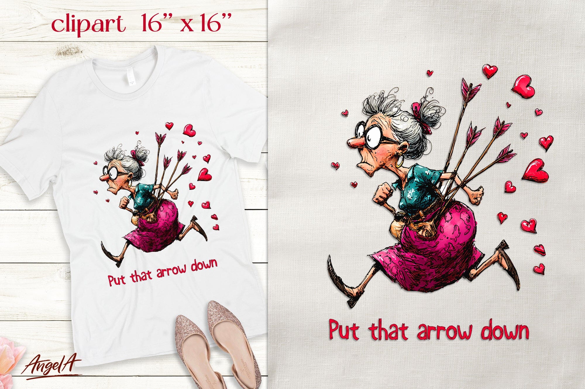 Valentine Funny quote Single Valentine elderly lady clipart