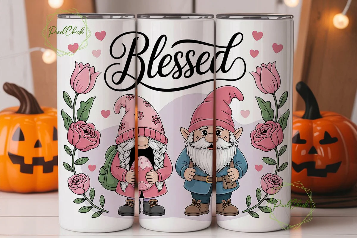 Valentine Gnomes 20oz Tumbler Wrap - Image 2