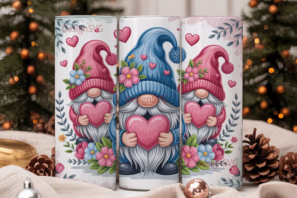 Valentine Gnomes 20oz Tumbler Wrap - Image 2
