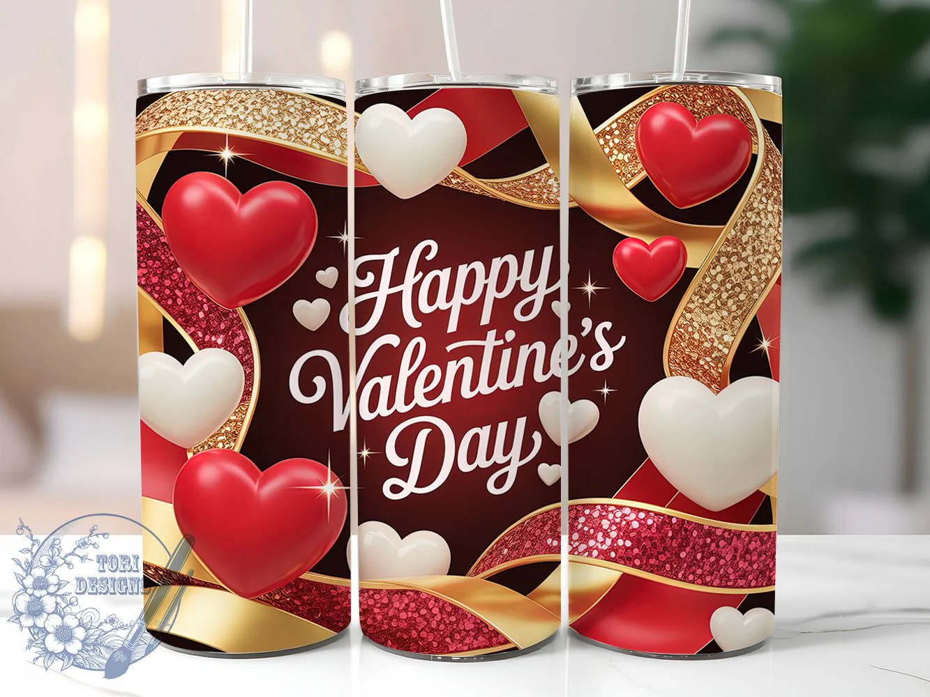 Valentine Heart Love Tumbler, Heart Design, Romantic Theme, Love Celebration, Festive Style, 20Oz Tumbler, Sublimation Wrap
