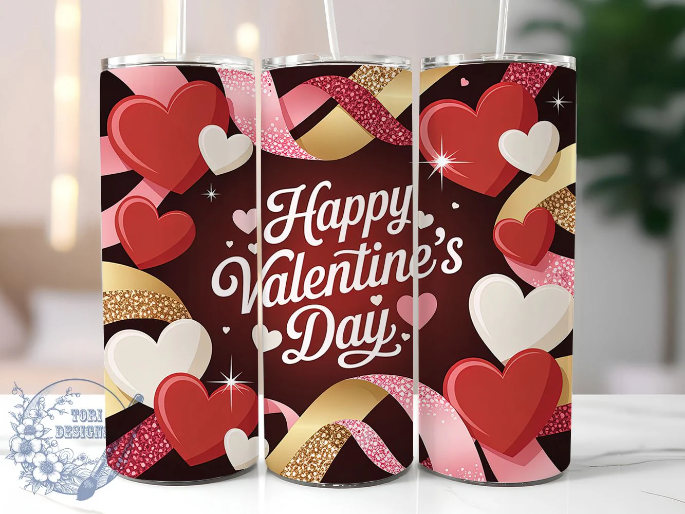 Valentine Heart Love Tumbler, Heart Design, Romantic Theme, Love Celebration, Festive Style, 20Oz Tumbler, Sublimation Wrap