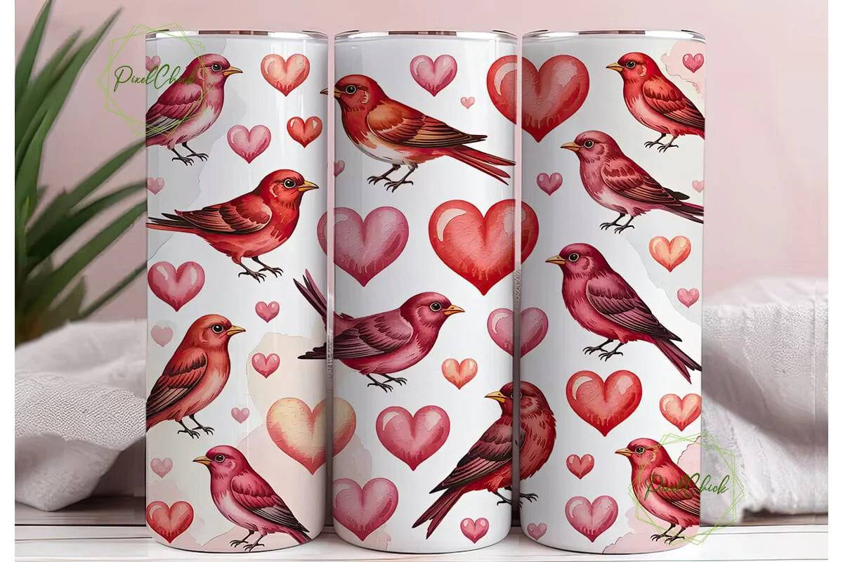 Valentine Love Birds Tumbler Wrap - Image 3