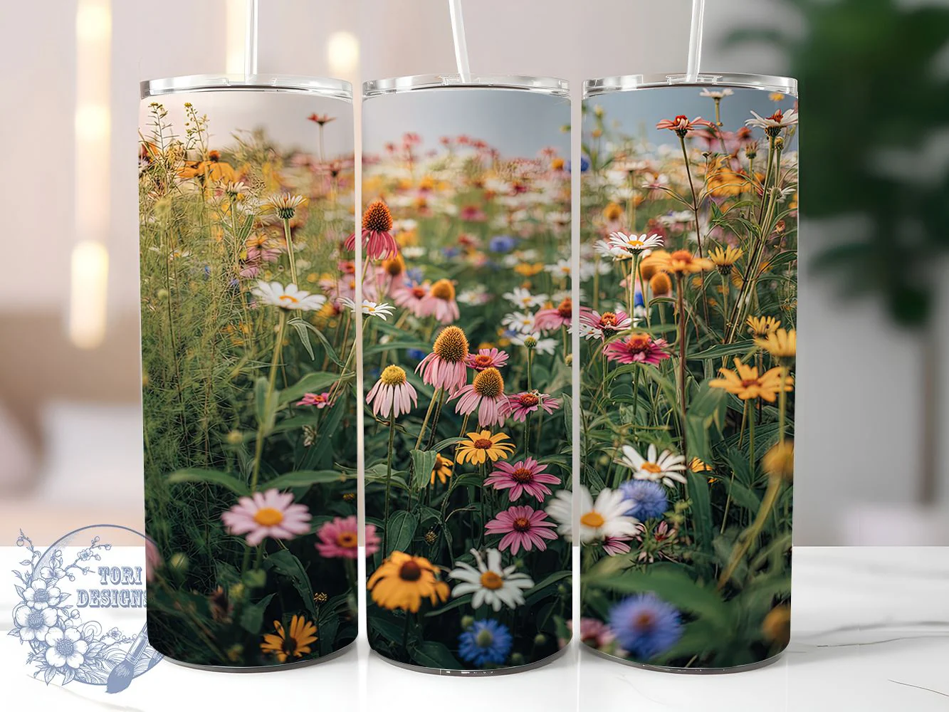 Vibrant Colorful Meadow Floral Tumbler, Meadow Floral Tumbler, Artistic Flower Wrap, Whimsical Meadow Wrap, Vibrant Floral Wrap, Sublimation Design, Trendy Gift Idea