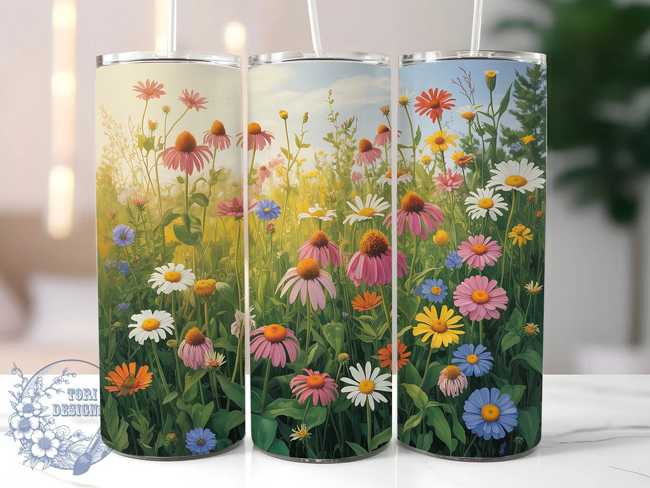 Vibrant Colorful Meadow Floral Tumbler, Meadow Floral Tumbler, Artistic Flower Wrap, Whimsical Meadow Wrap, Vibrant Floral Wrap, Sublimation Design, Trendy Gift Idea