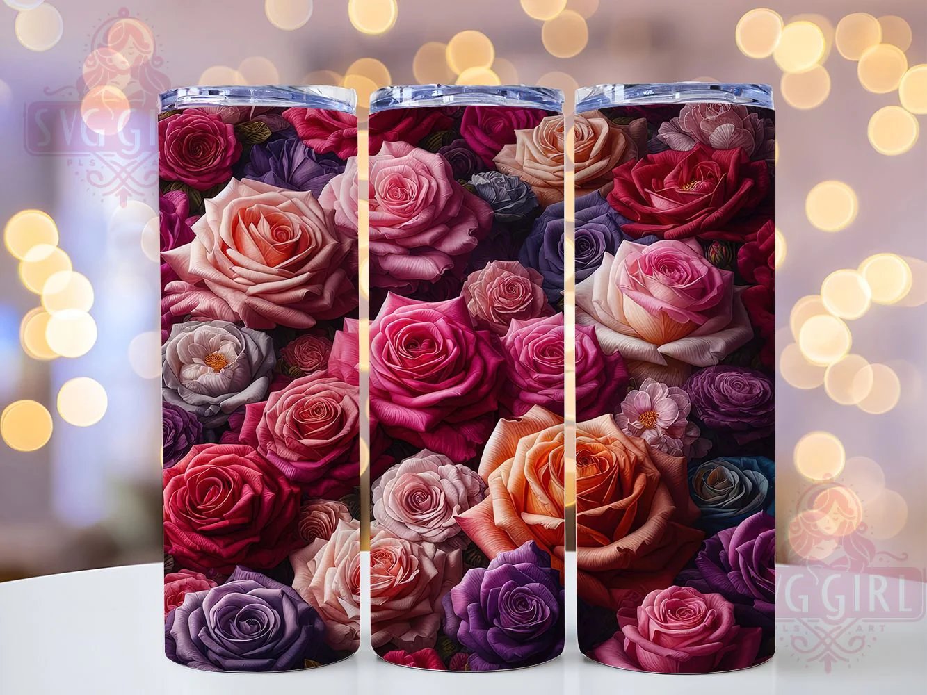 Vibrant Colorful Rose Floral Tumbler, Floral Rose Tumbler, Artistic Rose Wrap, Whimsical Floral Wrap, Vibrant Rose Wrap, Sublimation Design, Trendy Gift Idea