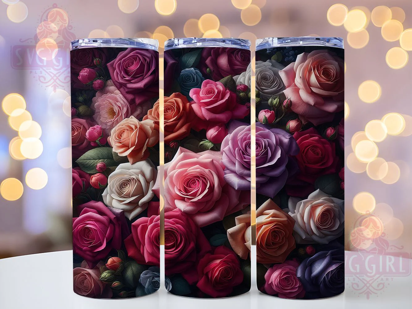 Vibrant Colorful Rose Floral Tumbler, Floral Rose Tumbler, Artistic Rose Wrap, Whimsical Floral Wrap, Vibrant Rose Wrap, Sublimation Design, Trendy Gift Idea
