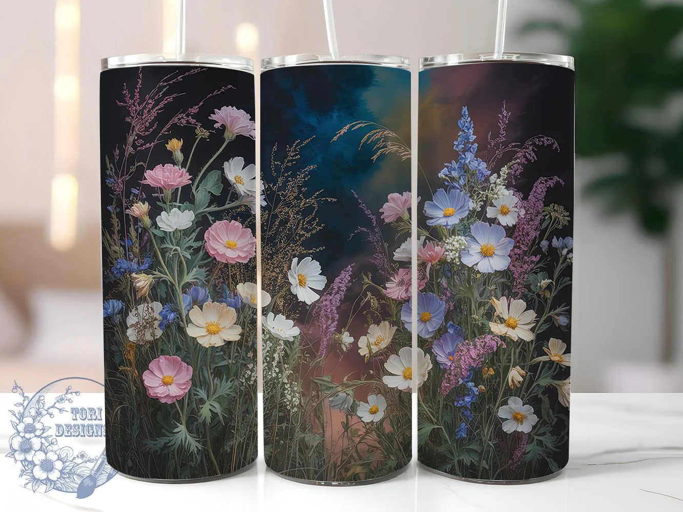 Vibrant Colorful Wildflower Tumbler, Vibrant Floral Tumbler, Colorful Flower Wrap, Artistic Botanical Wrap, Whimsical Wildflower Wrap, Sublimation Design, Trendy Gift Idea
