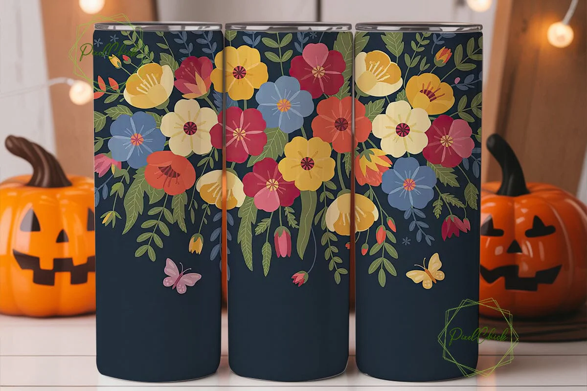 Vibrant Floral 20oz Tumbler Wrap - Image 2