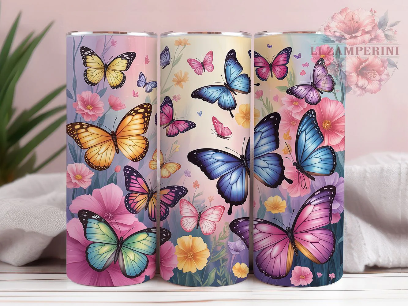 Vibrant Seamless Butterfly Tumbler, Nature Lover Tumbler, Seamless Butterfly Wrap, Vibrant Butterfly Wrap, Whimsical Nature Wrap, Sublimation Design, Trendy Gift Idea