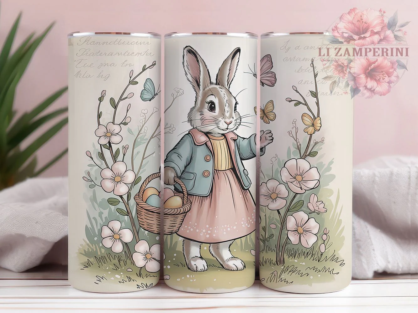 Vintage Easter Bunny Basket Tumbler, Easter Bunny Tumbler, Nostalgic Bunny Wrap, Whimsical Basket Wrap, Retro Bunny Wrap, Sublimation Design, Trendy Gift Idea