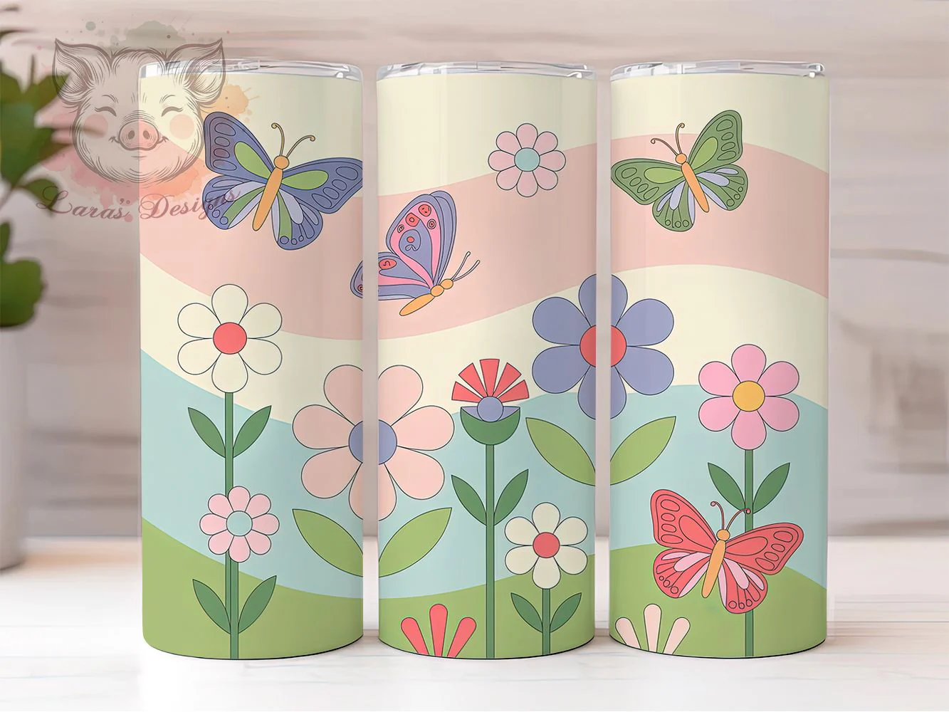 Vintage Retro Butterfly Floral Tumbler, Vintage Floral Tumbler, Artistic Butterfly Wrap, Whimsical Flower Wrap, Nostalgic Retro Wrap, Sublimation Design, Trendy Gift Idea