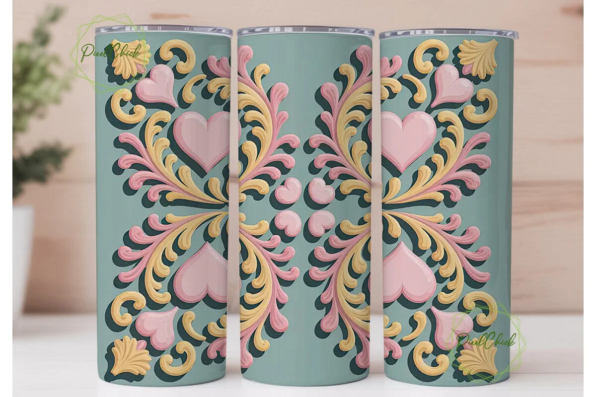 Vintage Rococo Heart 20oz Tumbler Wrap